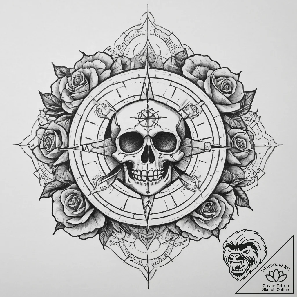 Tattoo sketch compass, tattoo sketch design,... - tattoo sketch (№1759562149_0, 04.10.2025 07:15) — tattoovalue.net