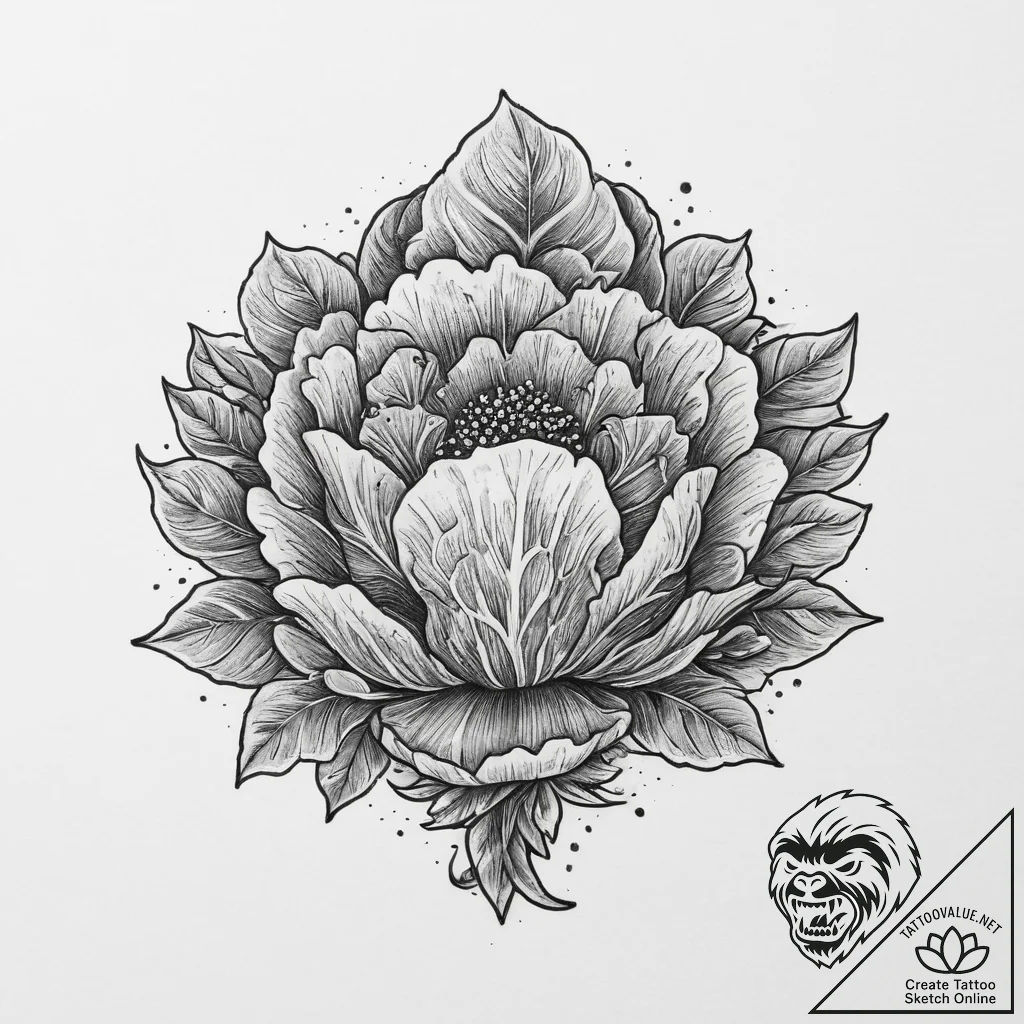 Tattoo sketch broccoli flower, ink illustrati... - tattoo sketch (№1759563875_0, 04.10.2025 07:44) — tattoovalue.net
