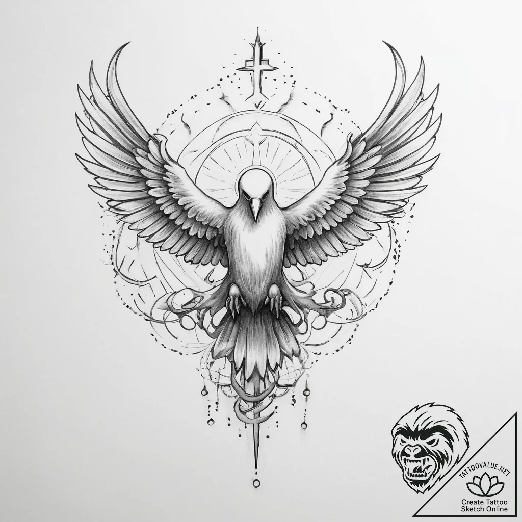 Tattoo sketch holy ghost - tattoo sketch (№1759564747_0, 04.10.2025 07:59) — tattoovalue.net