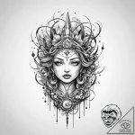 Tattoo sketch cosmic representation, ink illu… – tattoo sketch (№1759564963_0, 04.10.2025 08:02) — tattoovalue.net