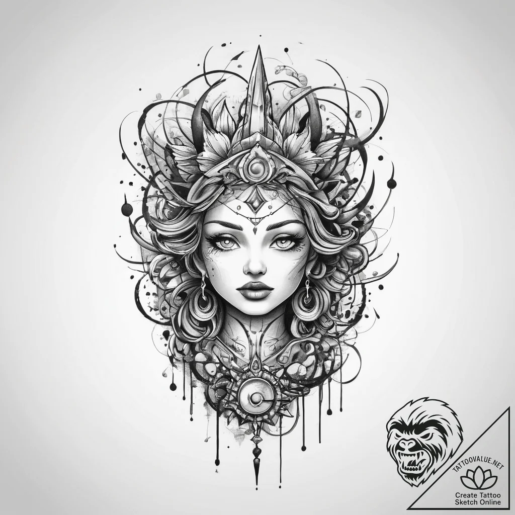 Tattoo sketch cosmic representation, ink illu... - tattoo sketch (№1759564963_0, 04.10.2025 08:02) — tattoovalue.net
