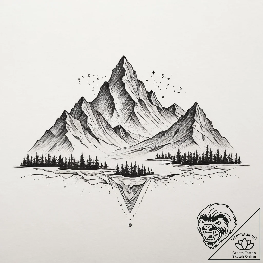 Tattoo sketch линейные горы, ink illustration... - tattoo sketch (№1759565395_0, 04.10.2025 08:09) — tattoovalue.net