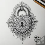 Tattoo hands with a lock, tattoo line art, or… – tattoo sketch (№1759565611_0, 04.10.2025 08:13) — tattoovalue.net