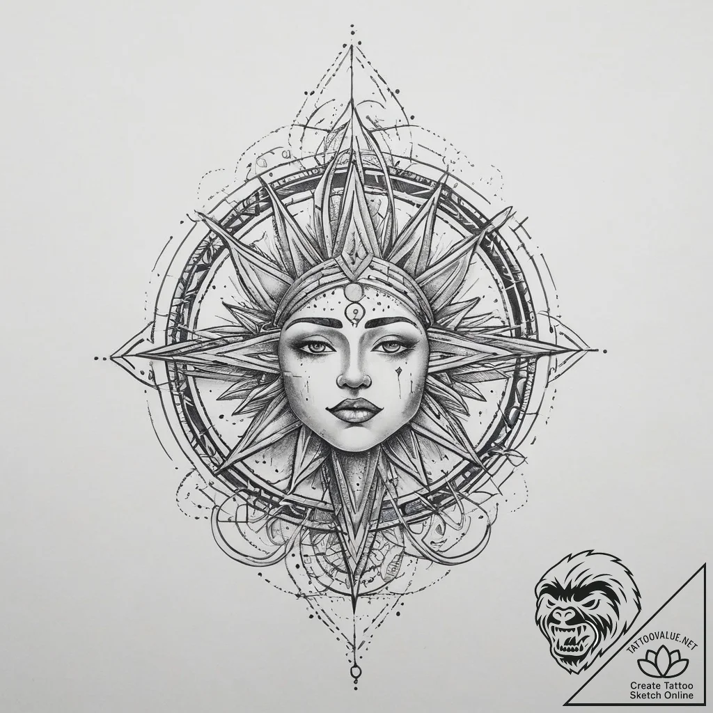 Tattoo sketch cosmic being, concept art for t... - tattoo sketch (№1759566262_0, 04.10.2025 08:24) — tattoovalue.net