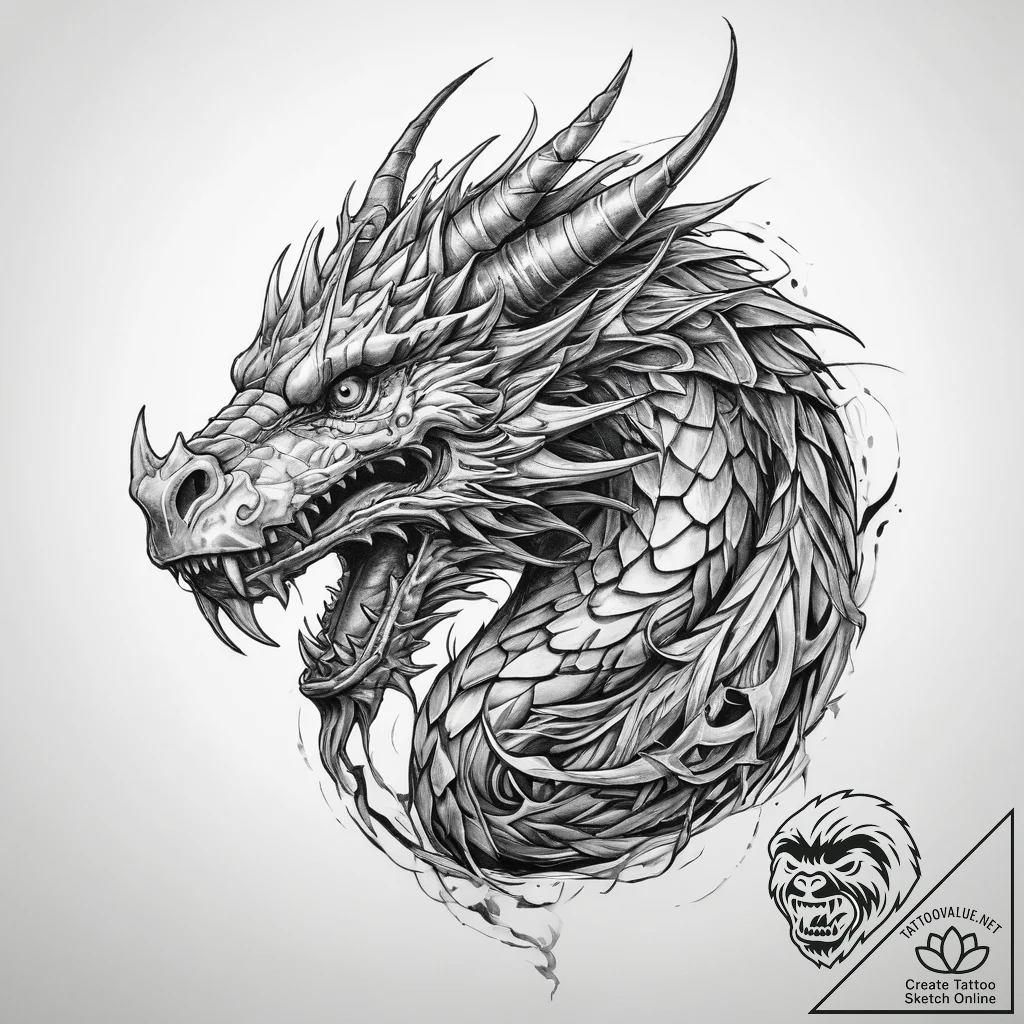 Tattoo sketch norse dragon - tattoo sketch (№1759567557_0, 04.10.2025 08:45) — tattoovalue.net