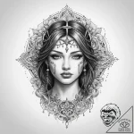 Tattoo sketch blessed representation – tattoo sketch (№1759568420_0, 04.10.2025 09:00) — tattoovalue.net