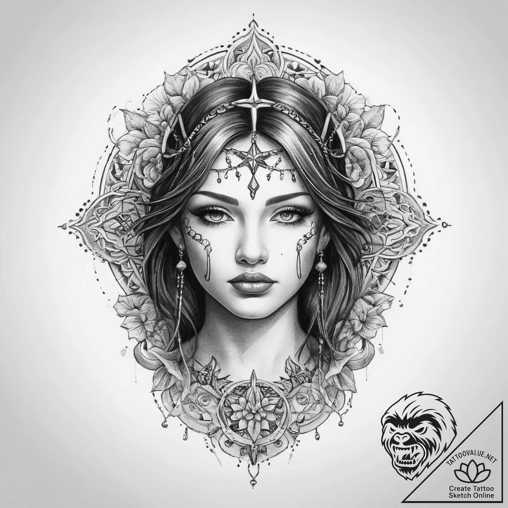 Tattoo sketch blessed representation - tattoo sketch (№1759568420_0, 04.10.2025 09:00) — tattoovalue.net