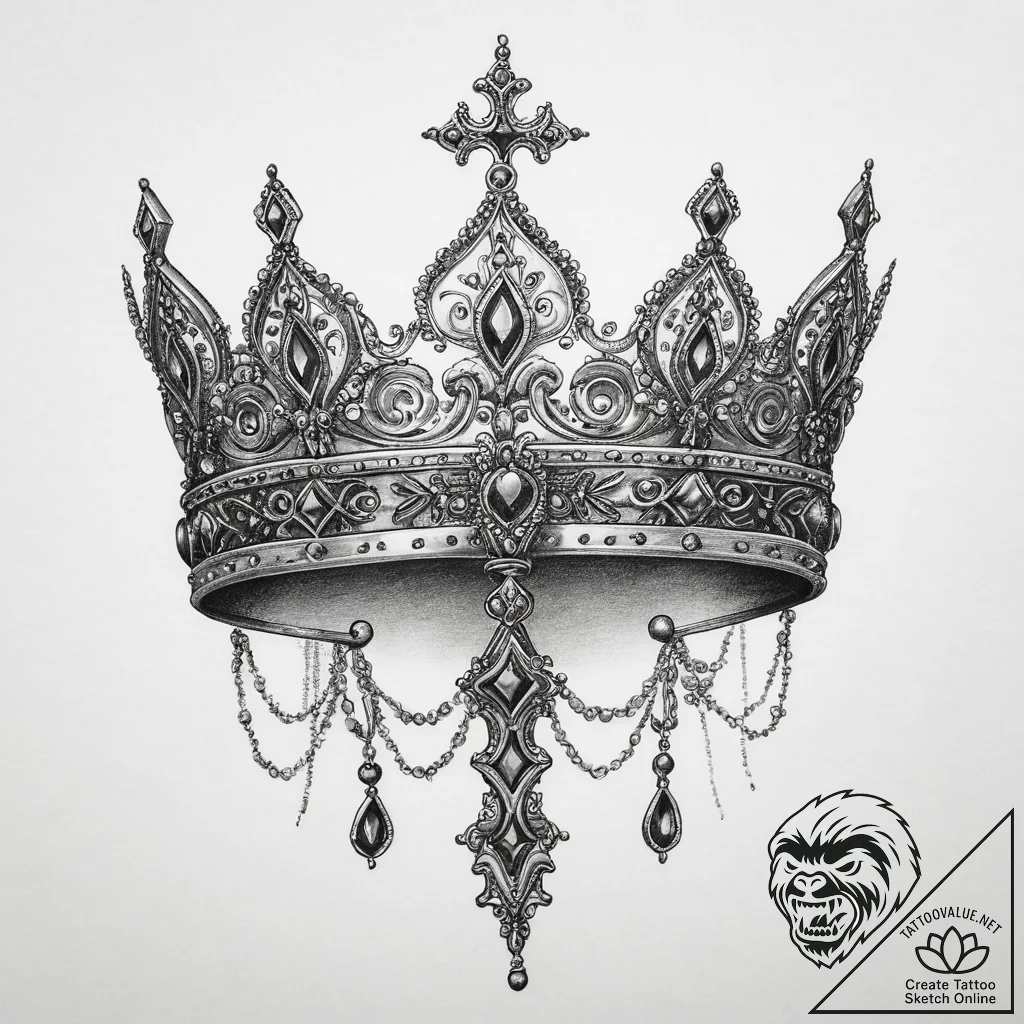 Tattoo sketch tiara, tattoo line art, realist... - tattoo sketch (№1759570158_0, 04.10.2025 09:29) — tattoovalue.net