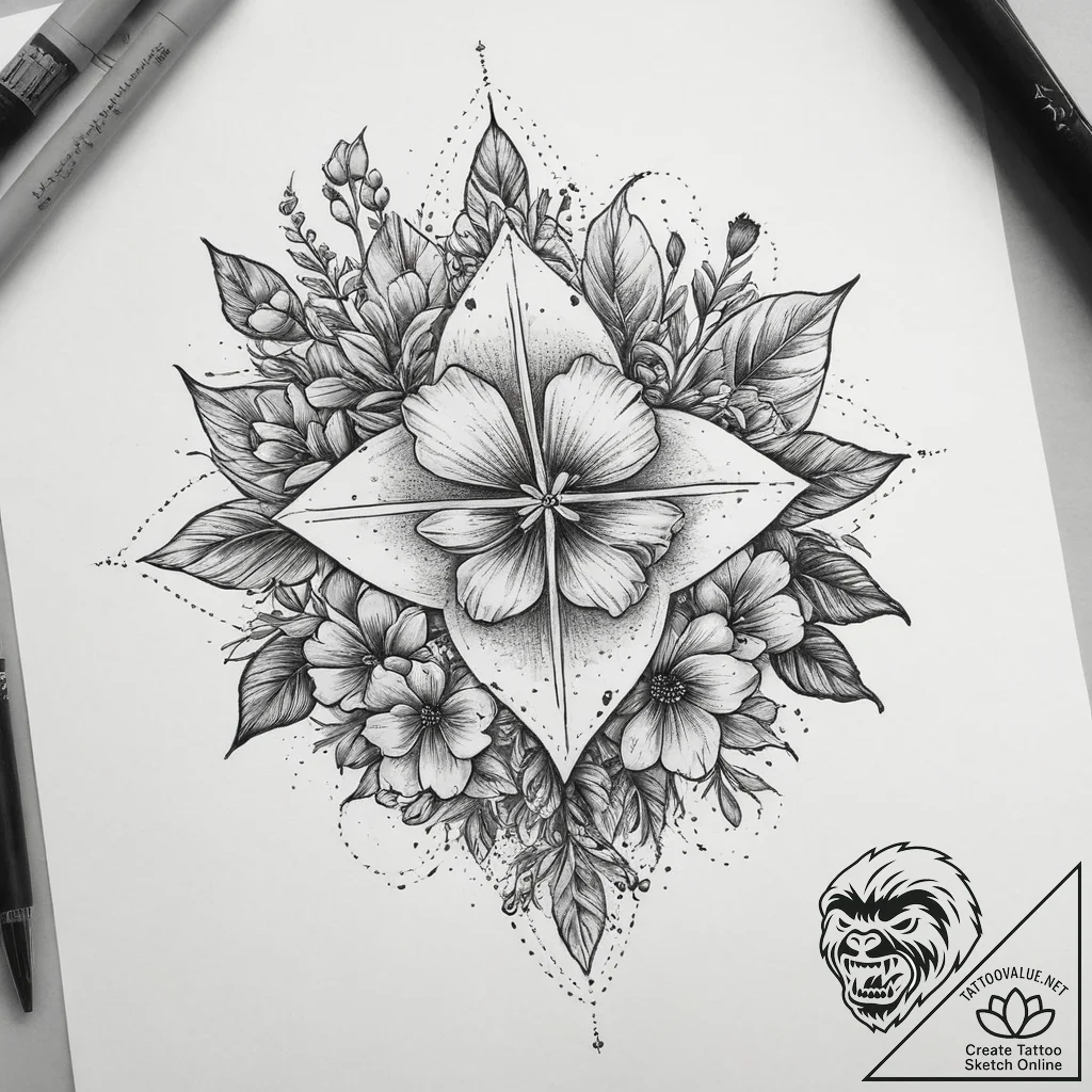 Tattoo sketch gardener blooming flowers, conc... - tattoo sketch (№1759570374_0, 04.10.2025 09:32) — tattoovalue.net
