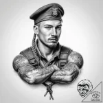 Tattoo sketch soldier with a knot – tattoo sketch (№1759570591_0, 04.10.2025 09:36) — tattoovalue.net