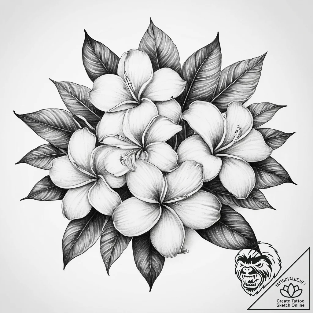 Tattoo sketch plumeria flower - tattoo sketch (№1759571453_0, 04.10.2025 09:50) — tattoovalue.net