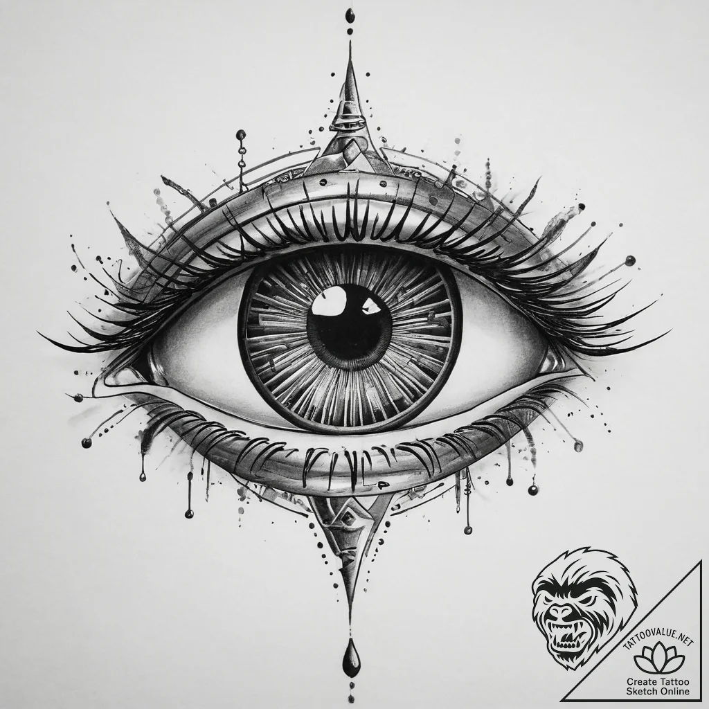 Tattoo sketch cybernetic eye, tattoo flash sh... - tattoo sketch (№1759571884_0, 04.10.2025 09:58) — tattoovalue.net