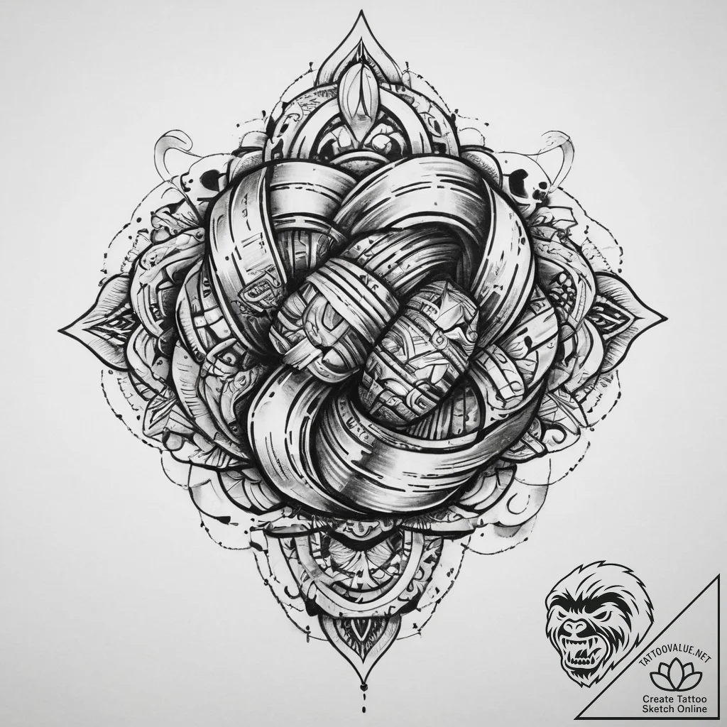 Tattoo sketch hands with a knot, artistic tat... - tattoo sketch (№1759573839_0, 04.10.2025 10:30) — tattoovalue.net