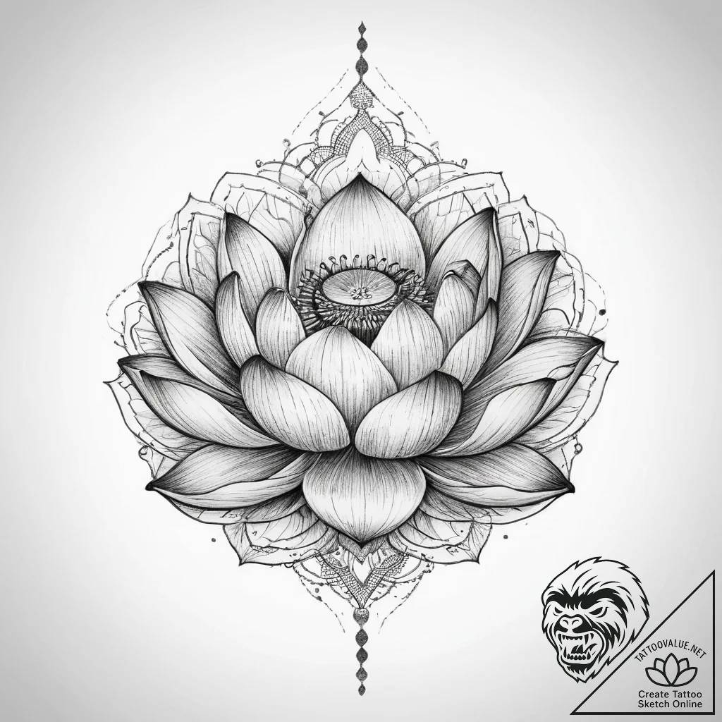Tattoo sketch lotus flower - tattoo sketch (№1759574920_0, 04.10.2025 10:48) — tattoovalue.net