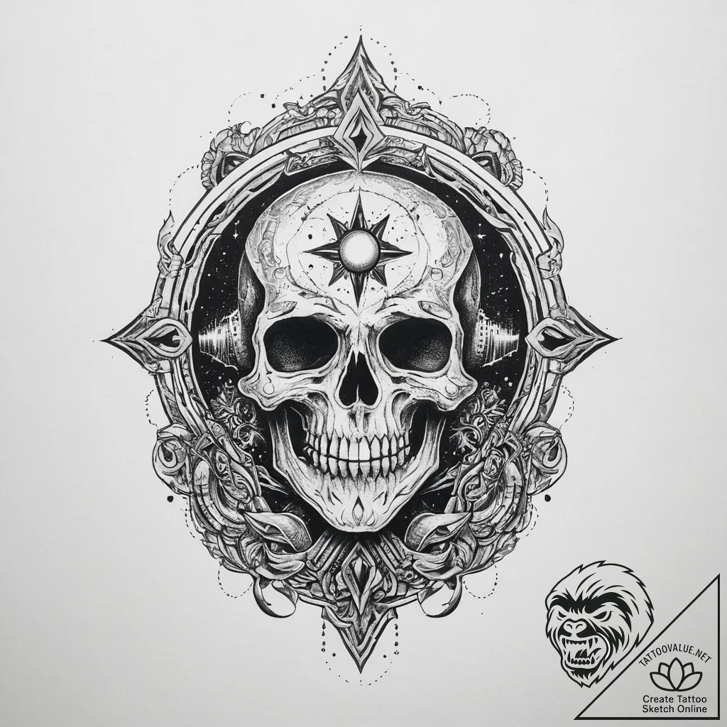 Tattoo sketch cosmic ghost, ink illustration... - tattoo sketch (№1759575567_0, 04.10.2025 10:59) — tattoovalue.net