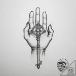 Tattoo sketch hands with a key, artistic tatt… – tattoo sketch (№1759576431_0, 04.10.2025 11:13) — tattoovalue.net
