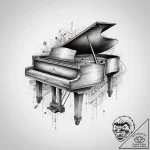 Tattoo sketch musician grand piano keys, tatt… – tattoo sketch (№1759577088_0, 04.10.2025 11:24) — tattoovalue.net