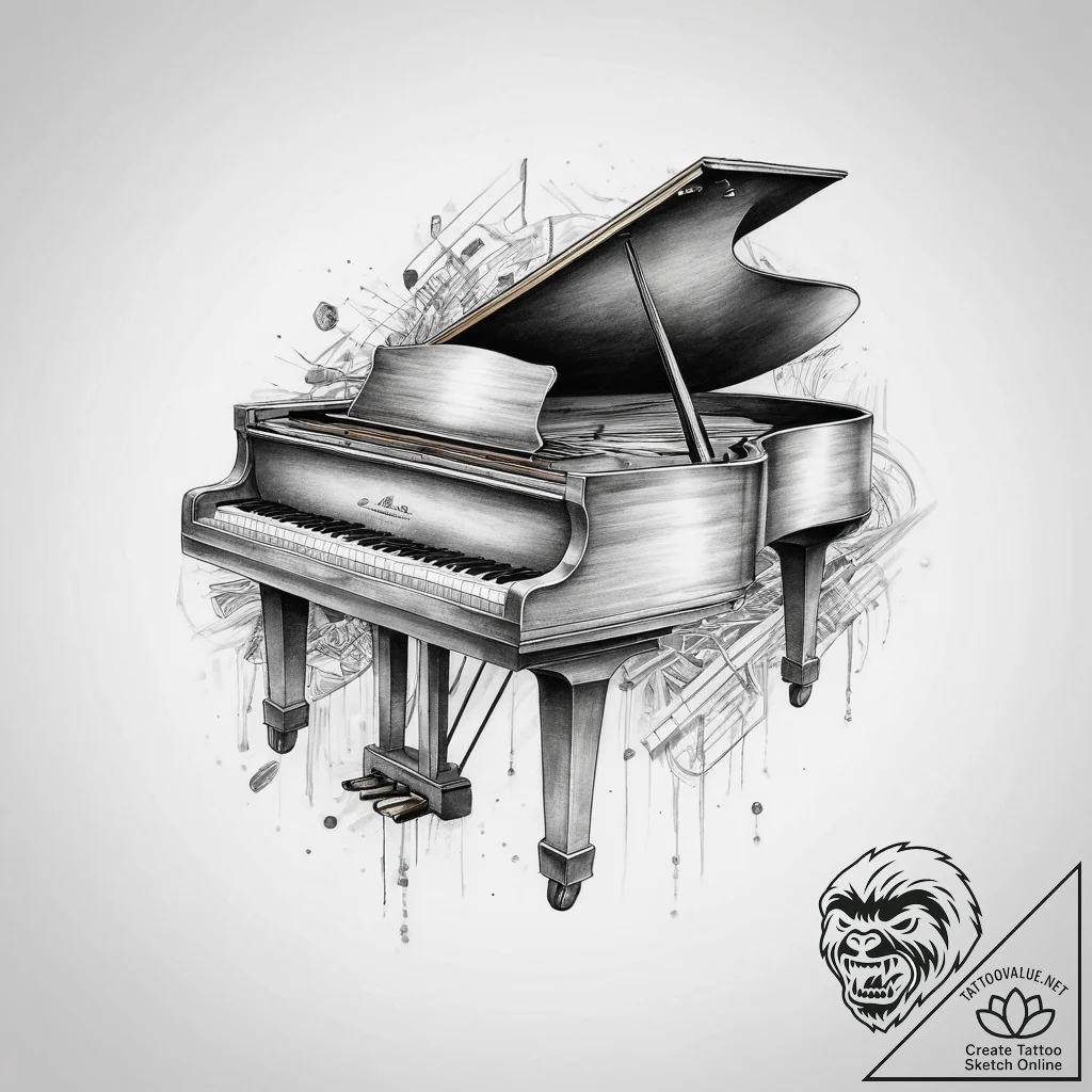 Tattoo sketch musician grand piano keys, tatt... - tattoo sketch (№1759577088_0, 04.10.2025 11:24) — tattoovalue.net