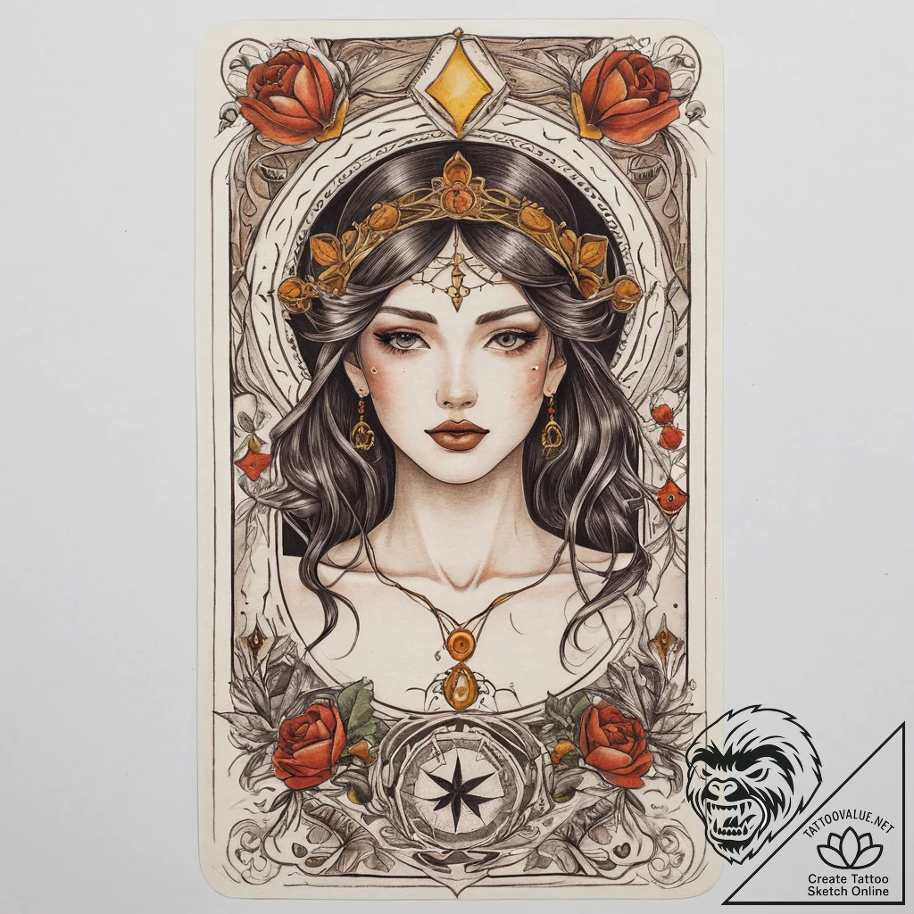Tattoo sketch tarot card lovers, artistic tat... - tattoo sketch (№1759577303_0, 04.10.2025 11:28) — tattoovalue.net
