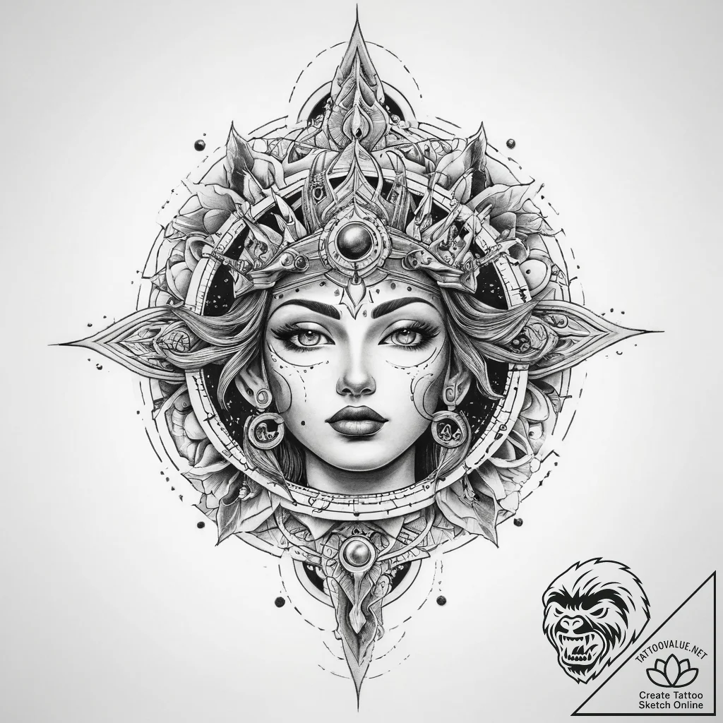 Tattoo sketch cosmic myth - tattoo sketch (№1759578384_0, 04.10.2025 11:46) — tattoovalue.net