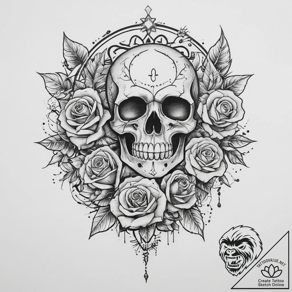 Tattoo sketch divine land, concept art for ta... - tattoo sketch (№1759578815_0, 04.10.2025 11:53) — tattoovalue.net