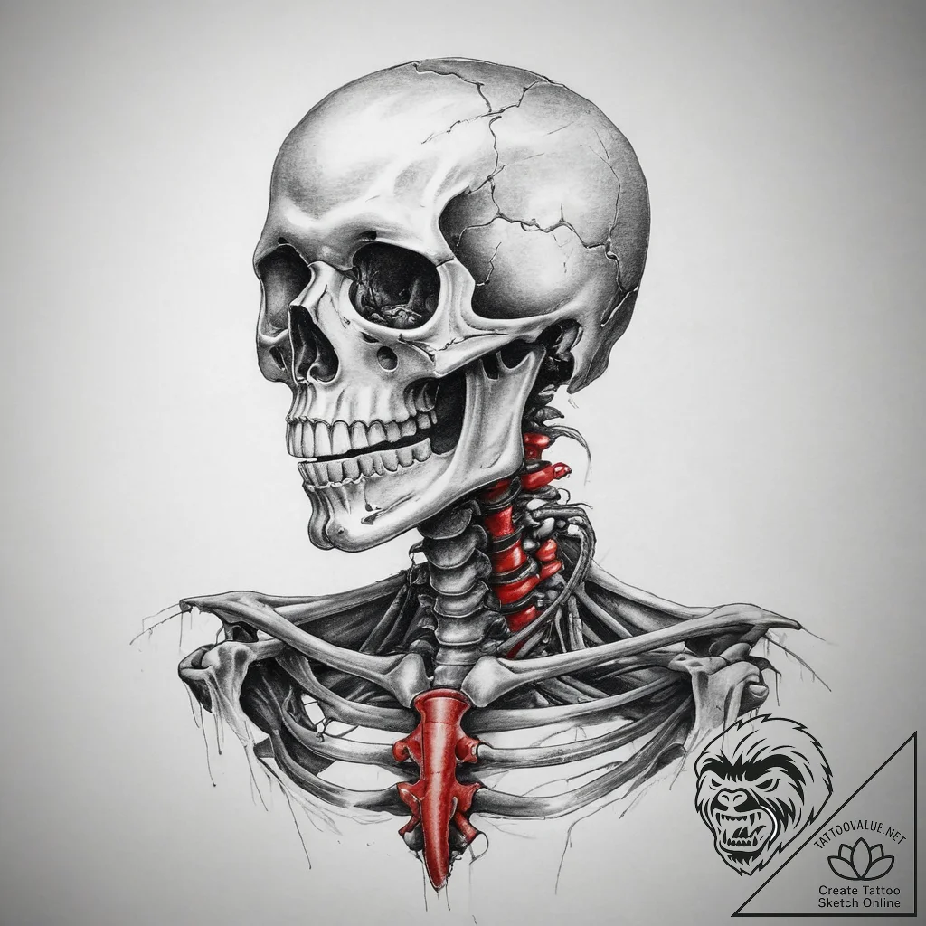 Tattoo sketch skeleton, artistic tattoo sketc... - tattoo sketch (№1759579032_0, 04.10.2025 11:57) — tattoovalue.net