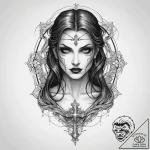 Tattoo sketch vampire with a cross, tattoo li… – tattoo sketch (№1759579247_0, 04.10.2025 12:00) — tattoovalue.net