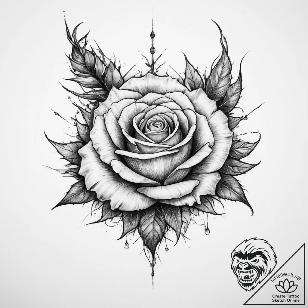 Tattoo sketch thorns and rose - tattoo sketch (№1759580328_0, 04.10.2025 12:18) — tattoovalue.net