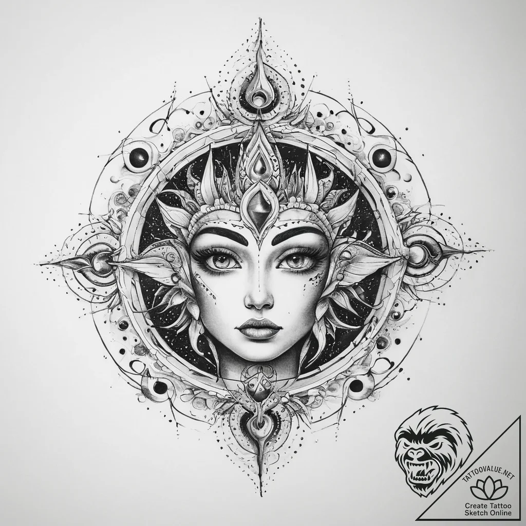 Tattoo sketch cosmic entity - tattoo sketch (№1759580544_0, 04.10.2025 12:22) — tattoovalue.net