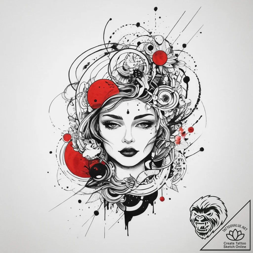 Tattoo sketch cosmic spring, tattoo line art,... - tattoo sketch (№1759580759_0, 04.10.2025 12:25) — tattoovalue.net