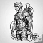 Tattoo sketch soldier with a rope, artistic t… – tattoo sketch (№1759580975_0, 04.10.2025 12:29) — tattoovalue.net