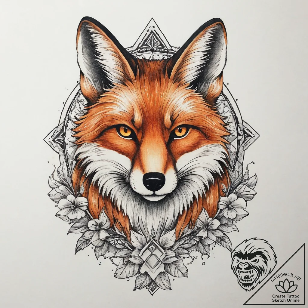 Tattoo sketch узор в виде лисы, ink illustrat... - tattoo sketch (№1759581623_0, 04.10.2025 12:40) — tattoovalue.net