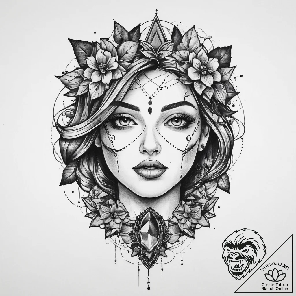 Tattoo sketch amethyst, tattoo drawing outlin... - tattoo sketch (№1759582493_0, 04.10.2025 12:54) — tattoovalue.net