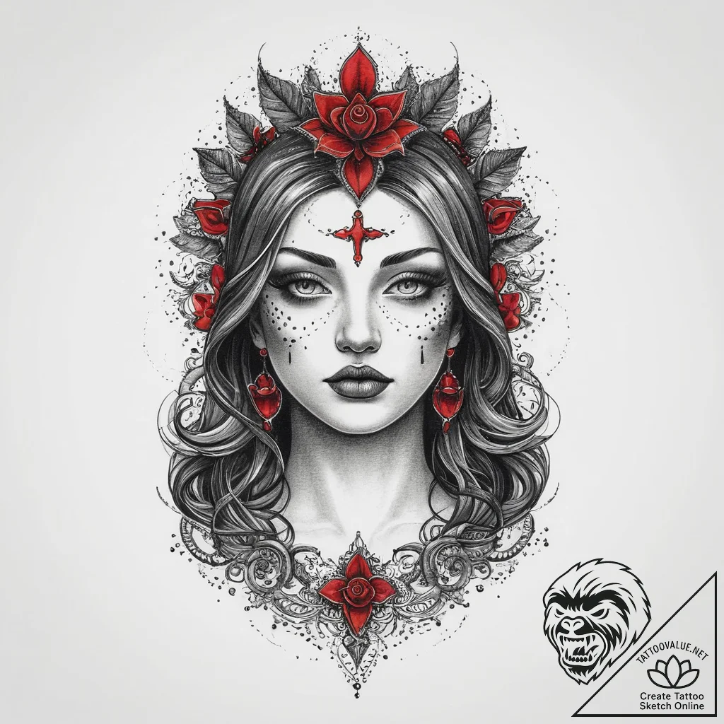 Tattoo sketch holy representation, artistic t... - tattoo sketch (№1759583581_0, 04.10.2025 13:13) — tattoovalue.net