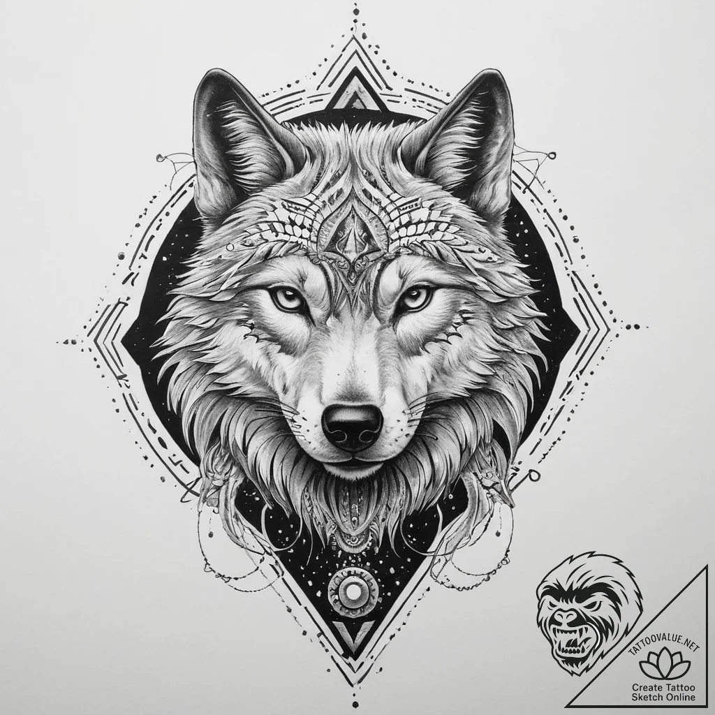 Tattoo sketch cosmic wolf, tattoo sketch desi... - tattoo sketch (№1759583801_0, 04.10.2025 13:16) — tattoovalue.net