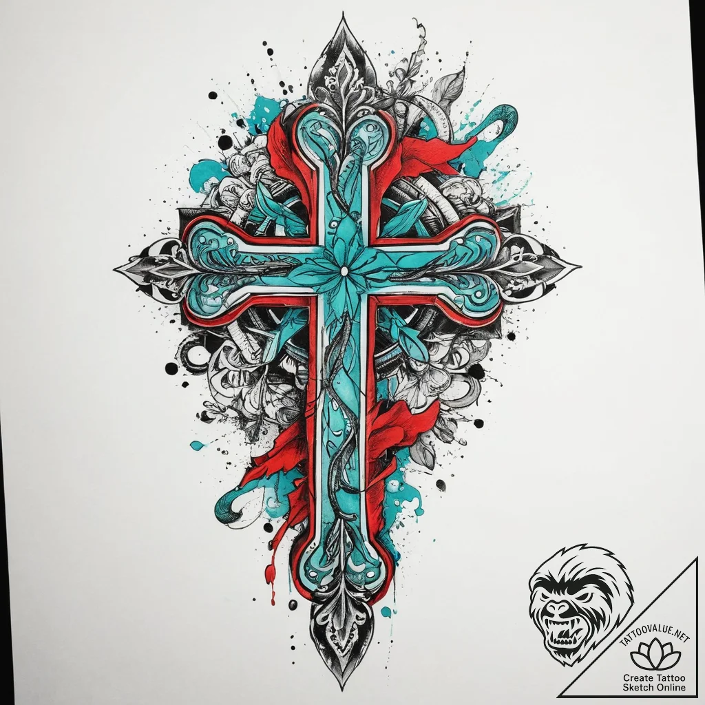 Tattoo sketch turquoise, tattoo line art, vib... - tattoo sketch (№1759585112_0, 04.10.2025 13:38) — tattoovalue.net
