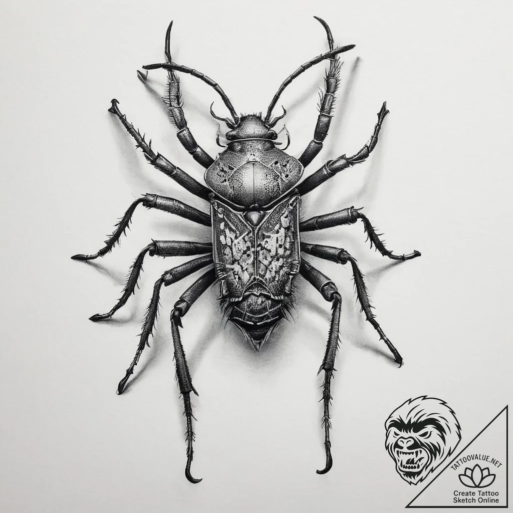 Tattoo sketch assassin bug, artistic tattoo s... - tattoo sketch (№1759586410_0, 04.10.2025 14:00) — tattoovalue.net