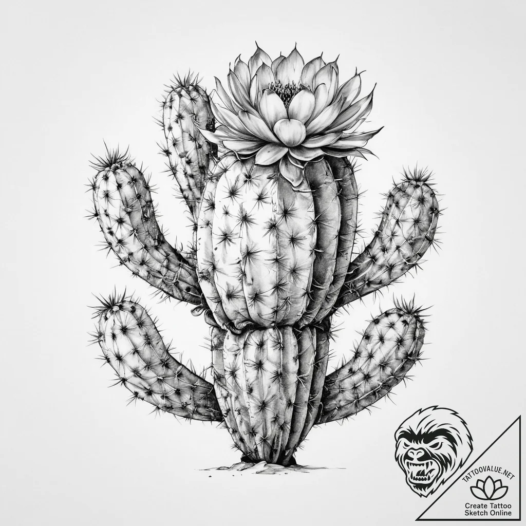 Tattoo sketch cactus - tattoo sketch (№1759587060_0, 04.10.2025 14:11) — tattoovalue.net