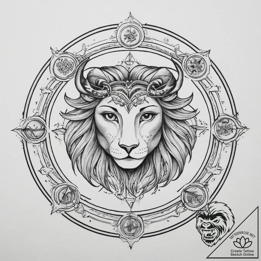 Tattoo sketch череп с гороскопом, tattoo flas... - tattoo sketch (№1759587493_0, 04.10.2025 14:18) — tattoovalue.net