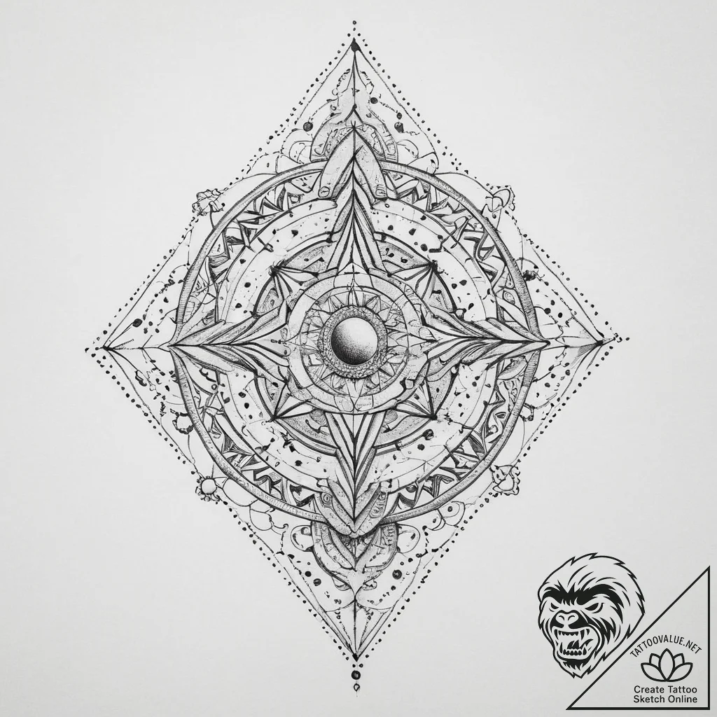 Tattoo sketch cosmic existence, tattoo line a... - tattoo sketch (№1759587927_0, 04.10.2025 14:25) — tattoovalue.net