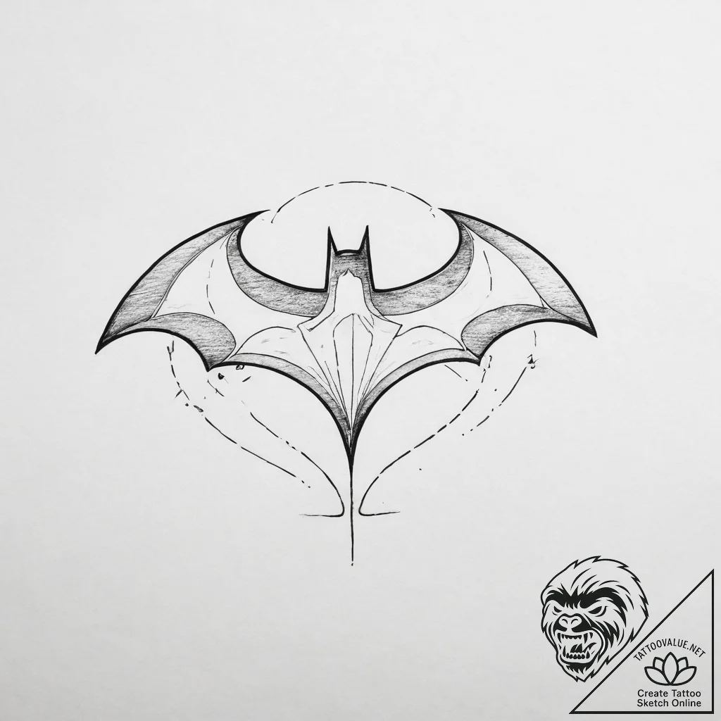 Tattoo sketch batman begins logo, tattoo draw... - tattoo sketch (№1759590536_0, 04.10.2025 15:08) — tattoovalue.net