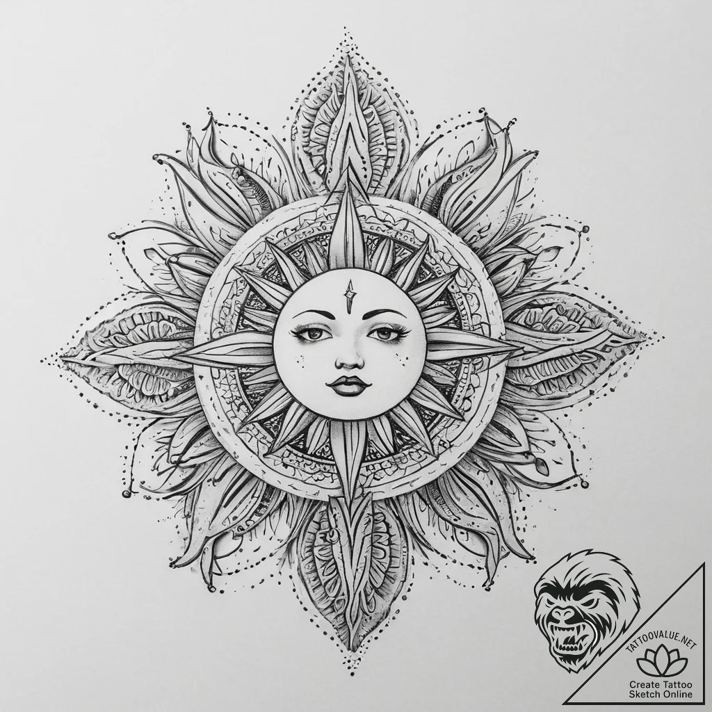 Tattoo sketch one-piece swimsuit with a sun,... - tattoo sketch (№1759590967_0, 04.10.2025 15:16) — tattoovalue.net
