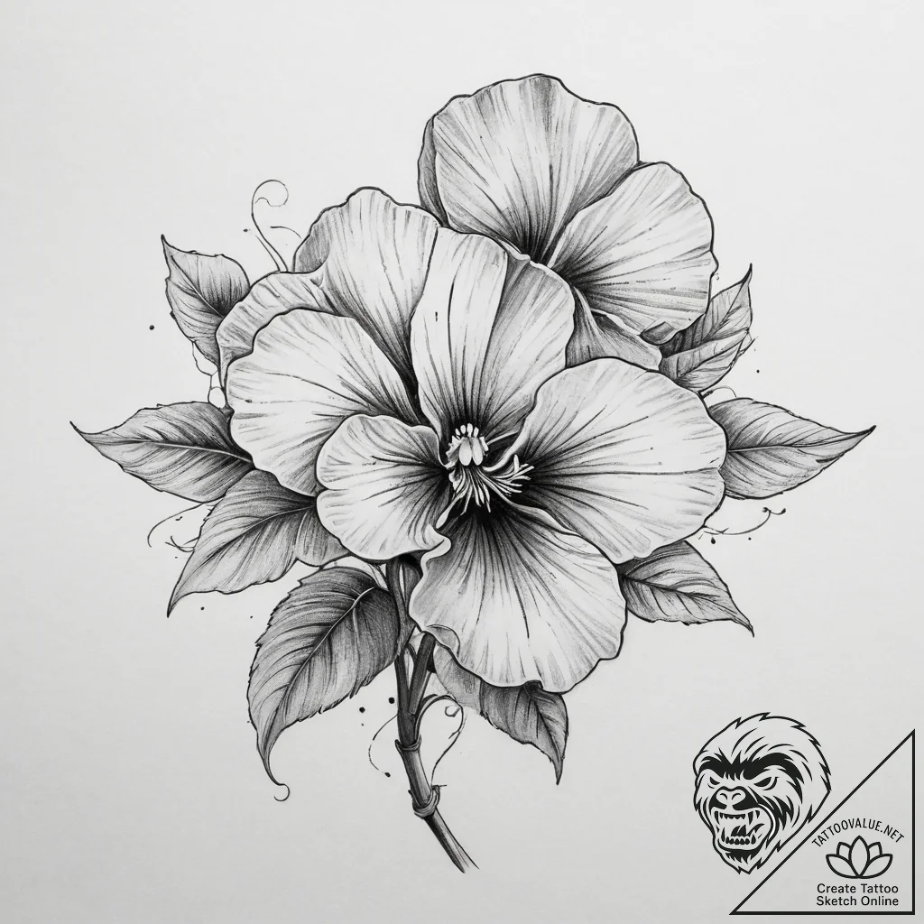 Tattoo sketch viola flower, ink illustration... - tattoo sketch (№1759591401_0, 04.10.2025 15:23) — tattoovalue.net