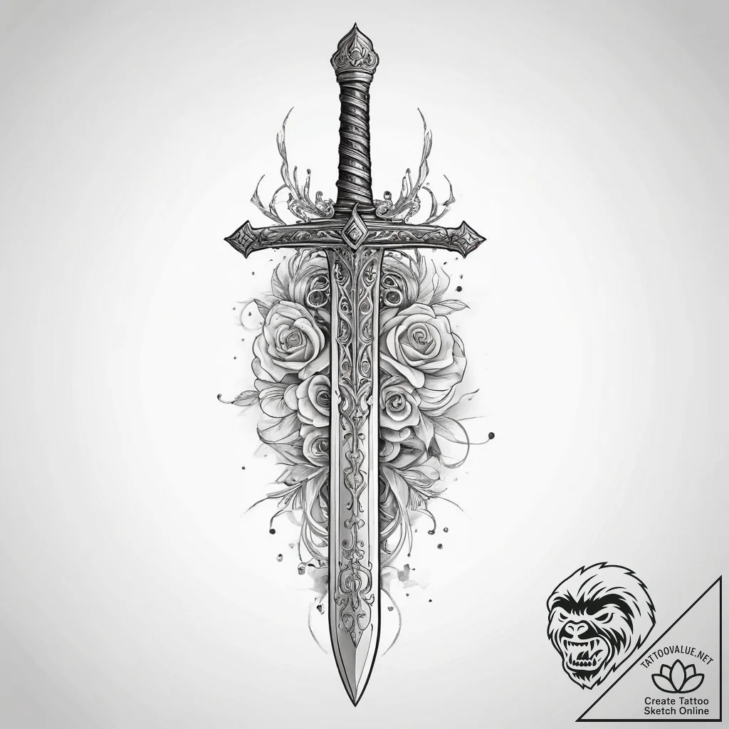 Tattoo sketch sword - tattoo sketch (№1759592503_0, 04.10.2025 15:41) — tattoovalue.net