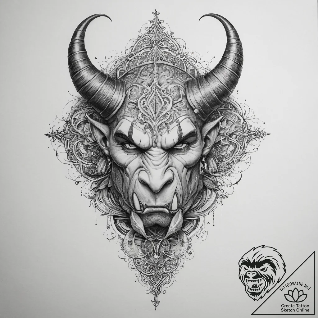 Tattoo sketch half-orc tusks, tattoo line art... - tattoo sketch (№1759593370_0, 04.10.2025 15:56) — tattoovalue.net