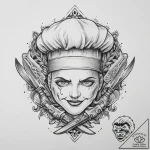 Tattoo sketch cooking chef’s hat and knife, t… – tattoo sketch (№1759593595_0, 04.10.2025 15:59) — tattoovalue.net