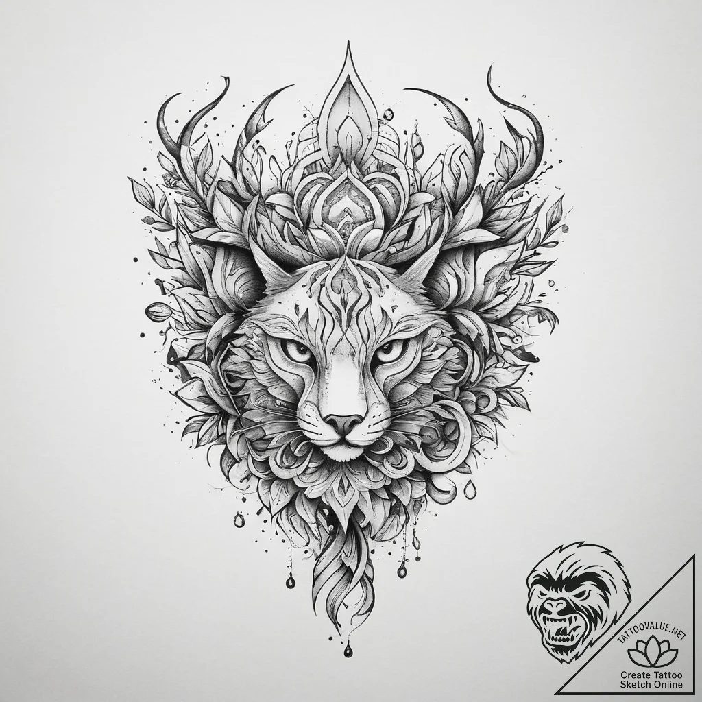 Tattoo sketch cotton branch, tattoo line art,... - tattoo sketch (№1759593812_0, 04.10.2025 16:03) — tattoovalue.net