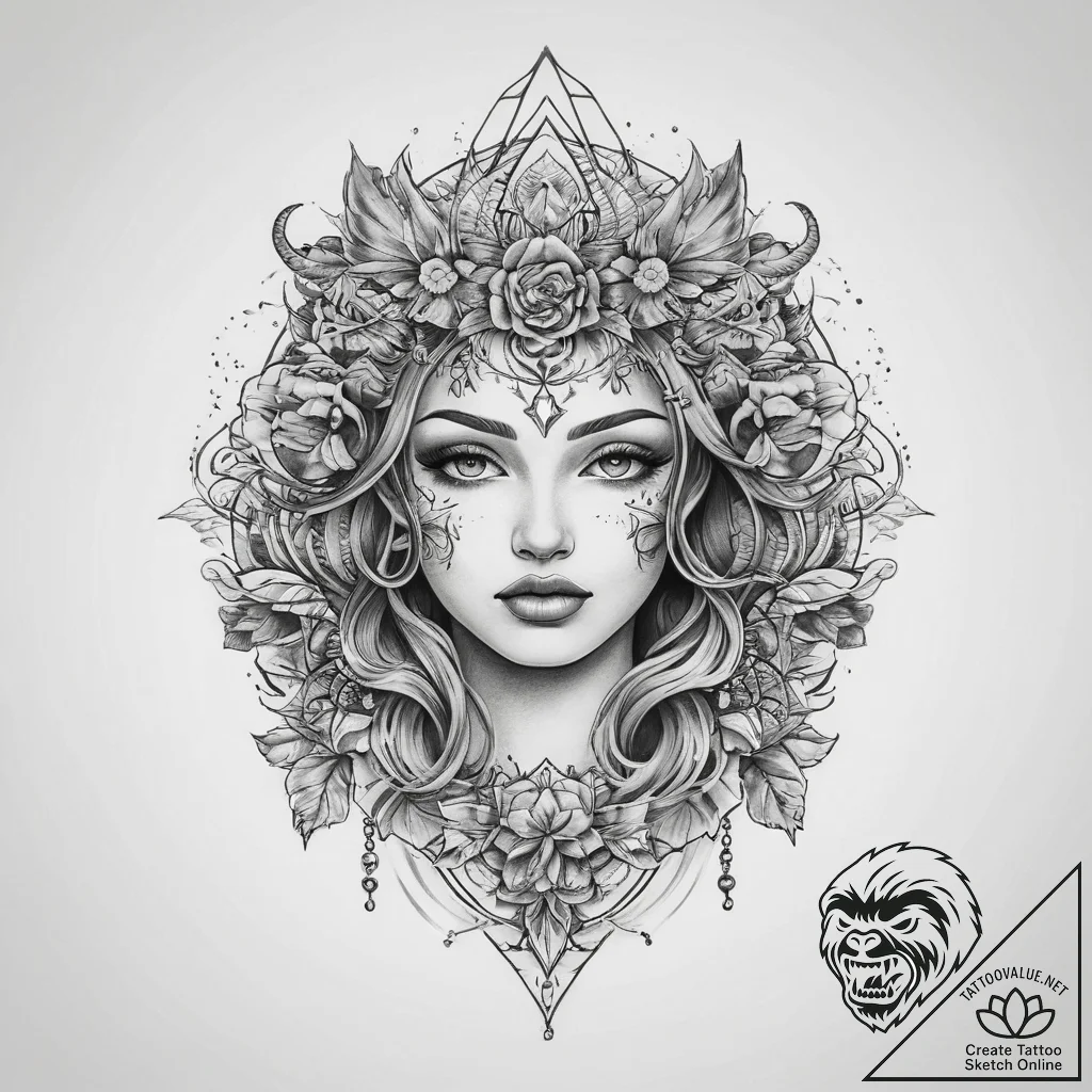 Tattoo sketch mystical land, tattoo flash she... - tattoo sketch (№1759595112_0, 04.10.2025 16:25) — tattoovalue.net