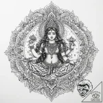 Tattoo sketch goddess lakshmi, ink illustrati… – tattoo sketch (№1759596844_0, 04.10.2025 16:54) — tattoovalue.net