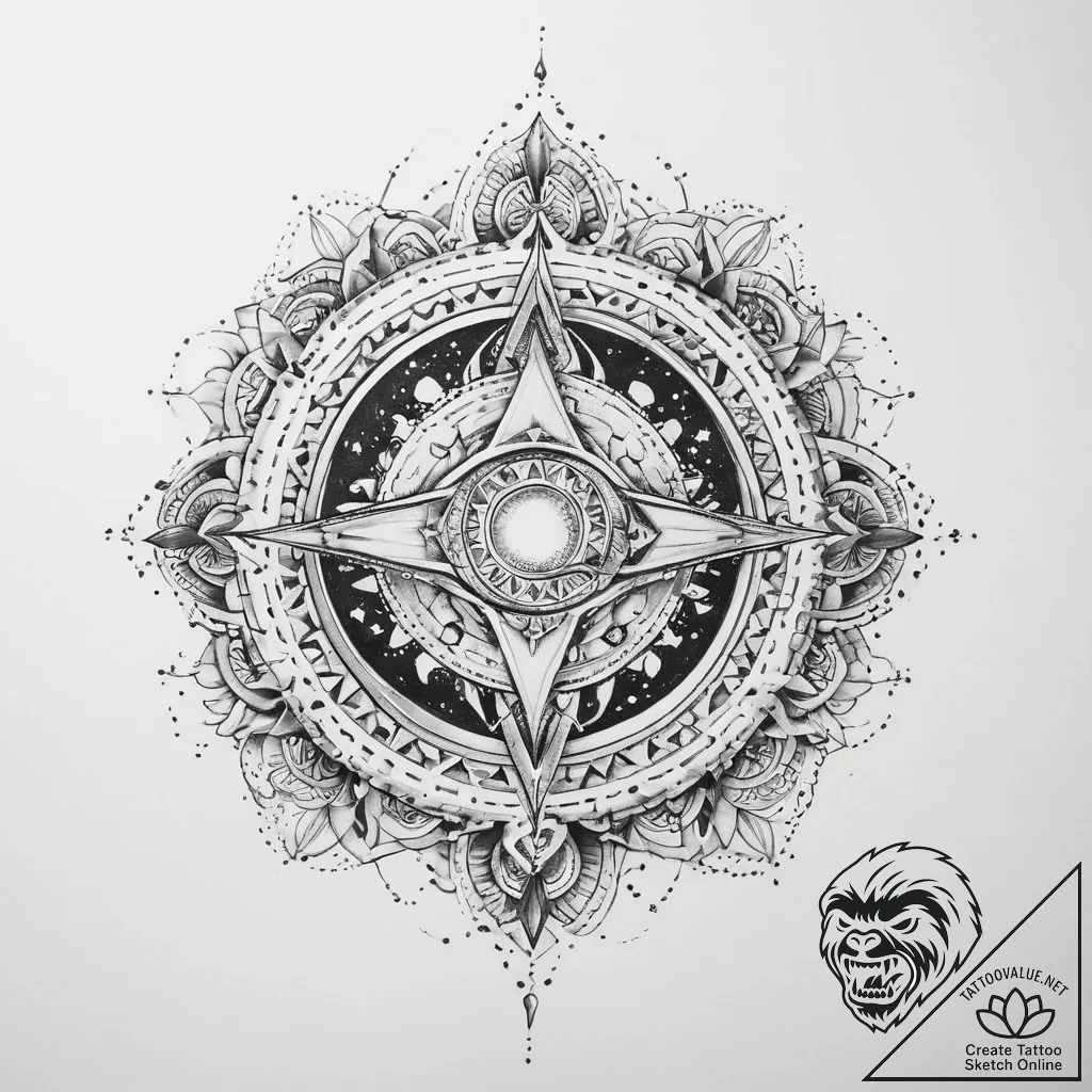 Tattoo sketch cosmic creation - tattoo sketch (№1759598827_0, 04.10.2025 17:27) — tattoovalue.net